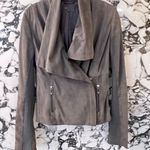 Vince Drape Suede Leather Jacket in Grey Photo 2