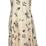 Joie  Size M Square Scoop Neck Embroidered Floral Linen Blend Midi Tank Dress Photo 0