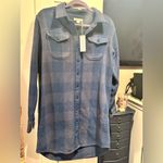 NWT Outerknown Blanket Shirt Dress in Navy/Plaid $168 MSRP Blue Photo 5