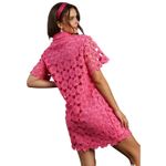 Umgee USA NWT Pink Floral Lace Mini Dress Short Sleeve Shirt Dress Womens Small Photo 1