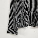 ZARA  Trafaluc Black & White Striped Long Sleeve Peplum Hem Button Front Shirt L Photo 1