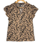 SheIn Animal Print Blouse Ruffle Cap Sleeve Button Front Top Women Size Large Photo 0