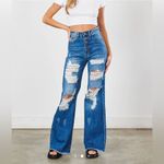 Vibrant  M.i.U Ripped Hem Button fly Wide Leg distressed Jeans Sz 13 Photo 2