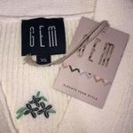 Gem Size XS Cardigan Ribbed Winter White Embroidered Long Sleeve Cropped NEW Photo 1