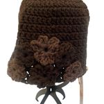 NWT Angela’s Designs crocheted handmade one of a kind brown hat 6 flower accents Photo 0
