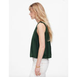 Madewell Sleeveless Crewneck Bubble Top Cotton Pleated Draped Green XXS NWT Photo 3