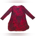 Soft Surroundings Soft Surrounding Red Romantic Scarlette Rose Sheer Satin Long Sleeve Tunic Top Photo 1