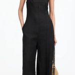 Madewell Black Squareneck Wide-Leg Jumpsuit in 100% Linen Size 12 Photo 0