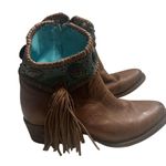 Corral  Emma Ankle Boots Western Women's Size 7.5 Brown Turquoise Fringe Leather Photo 0