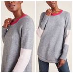 Anthropologie  Rebekah‎ Color block Tunic Sweater Size Small Gray Pink Photo 1