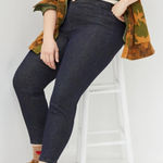 Pilcro Shimmer High-Rise Denim Leggings Gold Metallic Skinny Jean Size 30 Photo 0