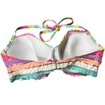 Victoria's Secret Swim Striped Metallic Ruffled Bikini Top 34DD Preppy Vibrant Photo 2