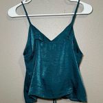 Monteau blue green satin ruched cami top women’s size large Photo 2