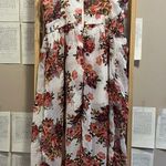 White Romper with a Long Train, Red Flower Prints, and Zipper in the Back Size M Photo 6