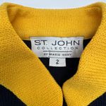 St. John Collection By Marie Gray Navy Yellow Knit Blazer Jacket Womens Size 2 Photo 2