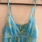 Oscar de la Renta  blue floral tank blouse sz L Photo 1