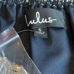 Lulus  Navy Floral Print Mini Dress Long Sleeve Off-Shoulder Size Small NWOT Photo 10