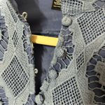 AQUA Bloomingdale Wavy Lace Dress Slate Blue Embroidered Long Sleeve Small NWT Photo 8