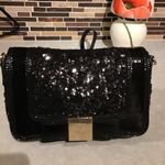 Kate Spade  Black♠️Sequin Convertible Crossbody Clutch Patent Leather Holiday Bag Photo 8
