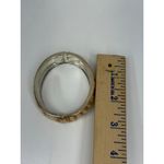 VTG 80s Zebra Stripe Pattern Enamel Clamper Bangle Bracelet Gold Tone 3" Stylish Photo 3