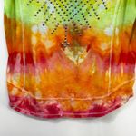 Reba  Medium Top Handmade Tie Dye Studded Short‎ Sleeve Western Orange Green 1078 Photo 6