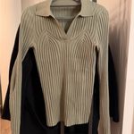 Aritzia V-Neck Ribbed Sweater in Sage Photo 1