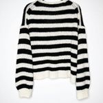 Madewell Striped Alpaca Wool Balloon Sleeve Pullover Sweater Women's B&W Size L Photo 3