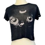Brandy Melville  Cat Luna Carolina Crop Top Black Lightweight Kitty Face T Shirt Photo 1