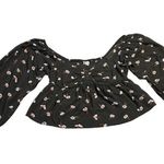 Billabong  Love You More Floral Print Sweetheart Crop Blouse Size L Beach Boho Photo 3