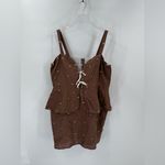 Fanm‎ Mon Helaina Floral Bow Front Sweetheart Neck Sheath Peplum Mini Dress Brown Size XL Photo 7