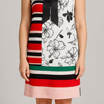 Slny New! floral print tie neck color block sleeveless dress, women's size 12 Photo 0