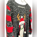 United States Sweaters  black and red stripe penguin with reindeer hat sweater Photo 2
