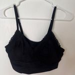 Aerie Womens Black V-Neck Side Lace Details T-Shirt Bralette Black Size Small Photo 1