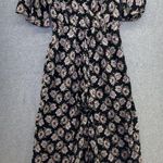 Japna  Women's Hi Lo Romper Maxi Dress Black Floral Short Sleeve Small V Neck Photo 12