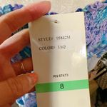 Maison Tara shoulders open/stretch round neck blue white purple floral dress NWT Size 8 Photo 5