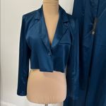 House of Harlow Teal Satin Crop Blazer Size L Photo 1