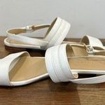 Talbots  Womens Keri Flats 8 Sandal Sling Back Leather Coastal Nautical White NEW Photo 2