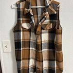 Plaid Sleeveless woman’s Flannel Vest XL Brown Photo 0