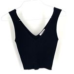 Madewell V-Neck Black Ribbed Sweater Cropped Basic Casual Minimalist Tank Top Photo 4