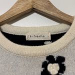 By Together  Floral Sweater Top Size Small Cream Black Knit Photo 3