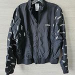 Adidas Womens Black Full-Zip Sport Track Jacket All-Over Logo & Elastic Hem M Photo 1