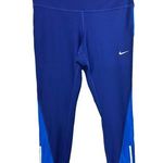 Nike Sz S Running Dri Fit Leggings 2.0 Racer Cropped Blue Colorblock Capri Gym Photo 0