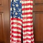 Jersey cotton pull on lounge pants, American flag print size extra large White Photo 0