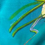 Vintage 1991 Teal Blue Wraparound Graphic Nature Frog Art tee Large L Single Photo 1