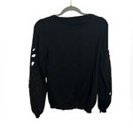 VERO MODA Black Eyelet Sleeve Crewneck Sweater Photo 1