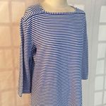Sailor sailor tiny blue and white stripe boat neck 3/4 sleeve jersey dress Size L Photo 1