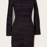 Isabel Marant Isabel Marant Etoile Leather Trim Boucle Sweater Dress Brown Black Size US 6 Photo 0