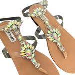 Steve Madden  Charm Rhinestone Embellished‎ Thong Sandal Clear Strap Size 7.5 Photo 8