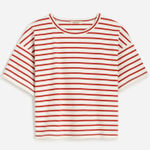 Madewell | NWT Everyday Boxy Crop Tee in Stripe Red White | Sz S Photo 0