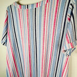 Flower & Feather Multi Colored Stripe Short Sleeve Zipper Front Top Plus Size 2X Photo 6
